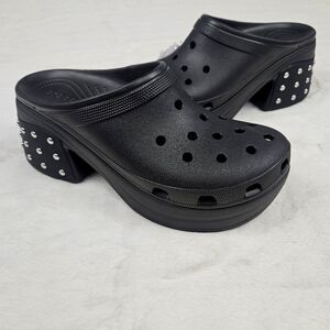 CROCS Siren Studded Clog Lightweight Comfort Black Heels Shoes Women's Size 13